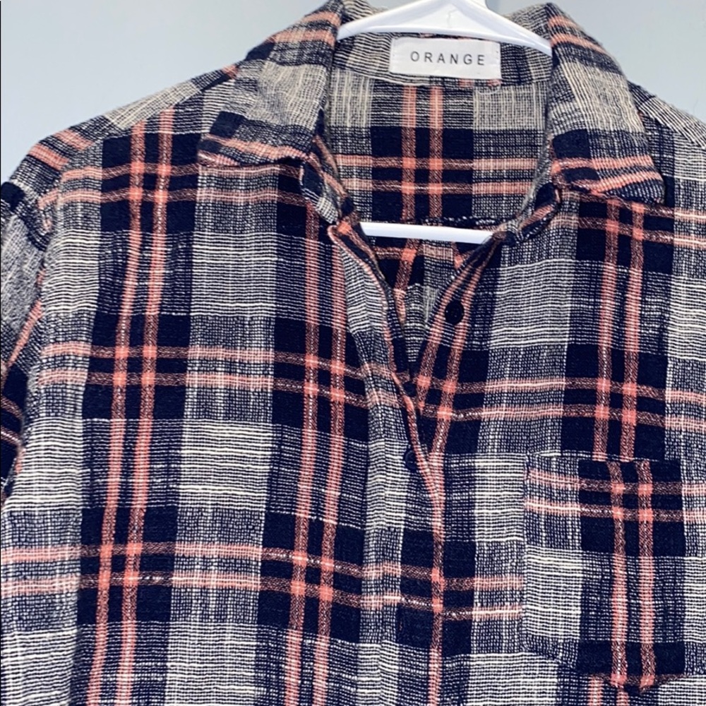 ORANGE flannel button up - Picture 2 of 2